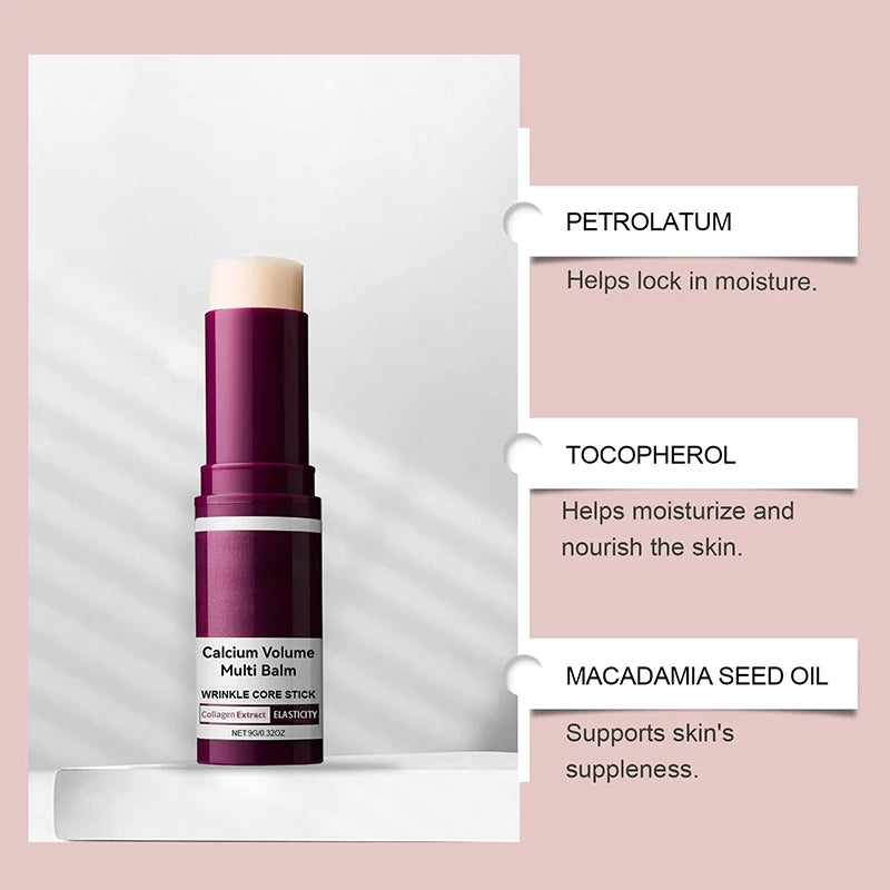 Calcium Volume Multi Balm Korean Skincare Stick,Face & Eye Cream,Collagen Deep Moisturizing Anti-Wrinkle,Suitable for Pre Makeup